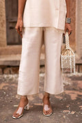 Beige Chanderi Co-ord Set for Women with Sleeveless Kurta & Straight Pants - The House of Indu