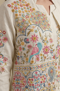 Beige Embroidered Co-Ord Set for Women with Palazzo Pants - The House of Indu