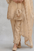 Beige Embroidered Kurta Pant Set for Wedding & Festive Wear Women - The House of Indu