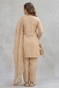 Beige Embroidered Kurta Pant Set for Wedding & Festive Wear Women - The House of Indu
