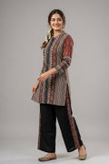 Black & Beige Printed Kurta Pant Co-Ord Set for Women - The House of Indu