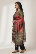 Black Embroidered Ethnic Kurta Set with Artistic Printed Dupatta - The House of Indu