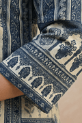 Blue Printed Kurta Set with Dupatta for Women - The House of Indu