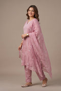 Blush Pink Chikankari Organza Kurti with Dupatta for Women - The House of Indu