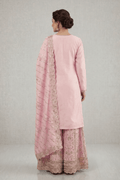 Blush Pink Embroidered Kurta Palazzo Set with Dupatta for Women - The House of Indu