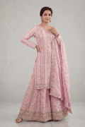 Blush Pink Embroidered Kurta Palazzo Set with Dupatta for Women - The House of Indu