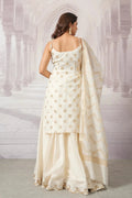 Cream Brocade Kurta and Chanderi Skirt Set for Women - The House of Indu