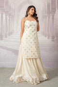 Cream Brocade Kurta and Chanderi Skirt Set for Women - The House of Indu