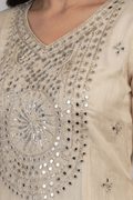 Cream Embroidered Kurta Palazzo Set with Dupatta for Women - The House of Indu