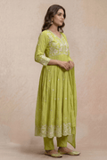 Fresh Lime Green Embroidered Anarkali Kurta Set with Dupatta - The House of Indu