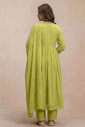 Fresh Lime Green Embroidered Anarkali Kurta Set with Dupatta - The House of Indu