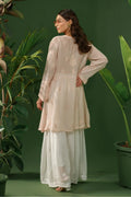 Side view of women georgette embroidered chikankari kurti