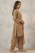 Golden Embroidered Kurta Pant Set for Wedding Wear Women - The House of Indu