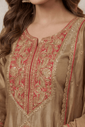 Golden Embroidered Kurta Pant Set for Wedding Wear Women - The House of Indu