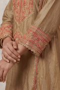 Golden Embroidered Kurta Pant Set for Wedding Wear Women - The House of Indu