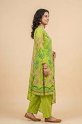 Green Floral Printed Cotton Suit Set for Women - The House of Indu
