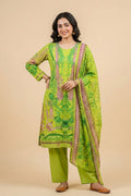 Green Floral Printed Cotton Suit Set for Women - The House of Indu