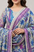 Grey Floral Printed Cotton Suit Set for Women - The House of Indu