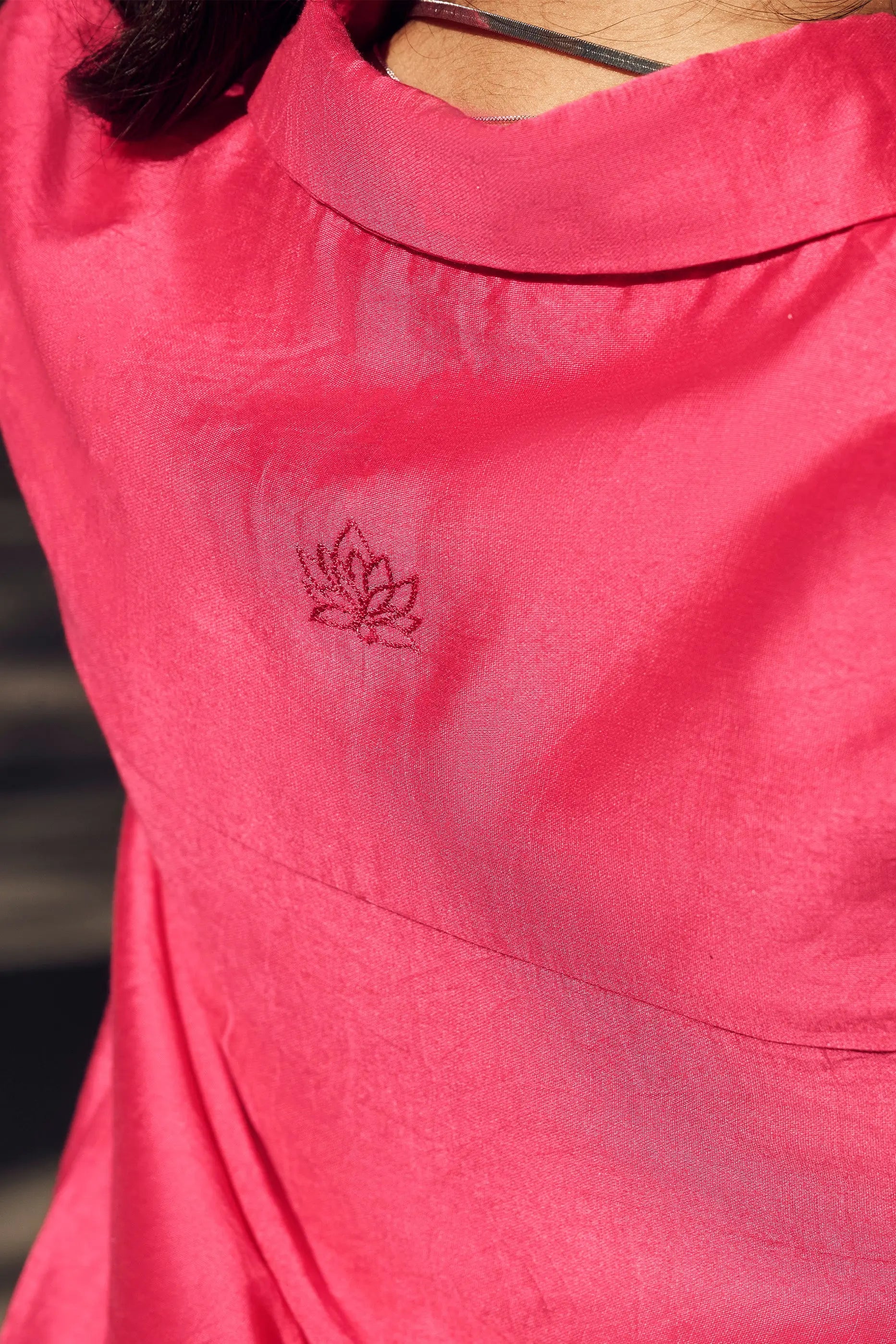 Hot Pink Chanderi Fabric Texture Closeup