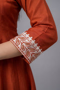 Indu Rust Cotton A-Line Kurta Pant Dupatta Set for Women - The House of Indu