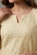 Ivory Embroidered Mul Chanderi Kurta with Dupatta for Women - The House of Indu