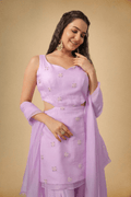 Lavender Premium Organza Ethnic Set for Women - The House of Indu