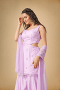 Lavender Premium Organza Ethnic Set for Women - The House of Indu