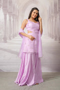 Lavender Premium Organza Ethnic Set for Women - The House of Indu