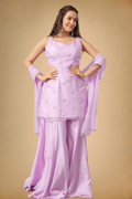 Lavender Premium Organza Ethnic Set for Women - The House of Indu