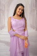 Lavender Premium Organza Ethnic Set for Women - The House of Indu