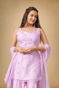 Lavender Premium Organza Ethnic Set for Women - The House of Indu