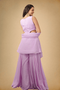 Lavender Premium Organza Ethnic Set for Women - The House of Indu