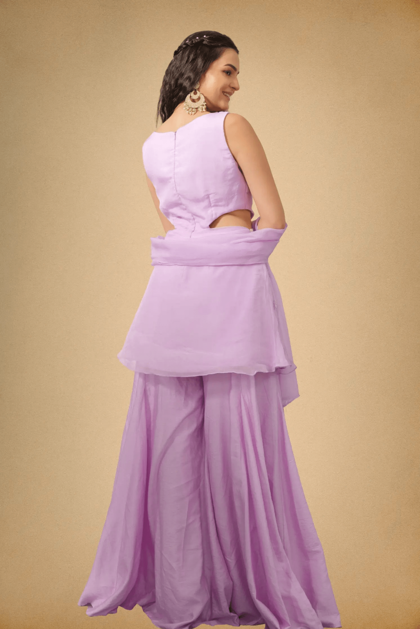 Lavender Premium Organza Ethnic Set for Women - The House of Indu