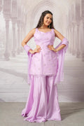Lavender Premium Organza Ethnic Set for Women - The House of Indu