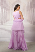 Lavender Premium Organza Ethnic Set for Women - The House of Indu