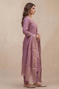 Light Purple Embroidered Kurta Set with Dupatta for Women - The House of Indu