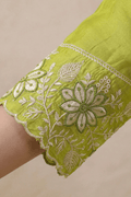 Lime Green Embroidered Kurta Set with Dupatta - The House of Indu