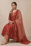 Maroon Printed Kurta Pant Set with Dupatta for Women Ethnic Wear - The House of Indu