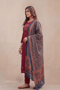 Maroon Printed Kurta Set with Dupatta for Women - The House of Indu