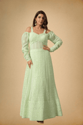 Mint Green Anarkali Dress for Festive & Wedding Wear Women - The House of Indu