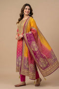 Multi-Color Printed Straight Kurta Set with Dupatta for Women - The House of Indu