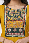 Mustard Yellow Floral Print Kurta Pant Dupatta Set for Women - The House of Indu