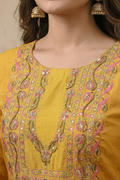 Mustard Yellow Floral Printed Kurta Set with Elegant Dupatta for Women - The House of Indu