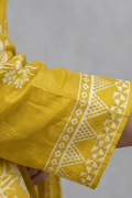 Mustard Yellow Printed Kurta Set with Mirror Work Dupatta - The House of Indu