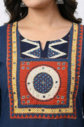 Navy Blue Printed Kurta Pant Dupatta Set for Women - The House of Indu
