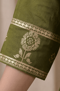 Olive Green Cotton Kurta Set with Dupatta for Women - The House of Indu