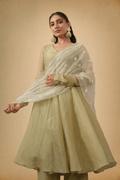 Olive Green Crushed Tissue Ethnic Suit for Women - The House of Indu