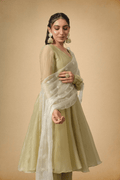 Olive Green Crushed Tissue Ethnic Suit for Women - The House of Indu