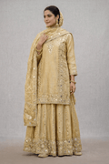 Olive Green Embroidered Kurta Palazzo Set with Dupatta for Women - The House of Indu