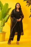 Organza Chikankari Suit Set with Bottom & Dupatta - The House of Indu